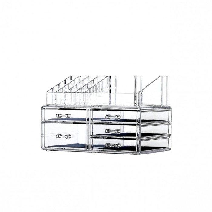 Organizator accesorii cosmetice Make up Wardrobe, format din 2 parti, 5 sertare si 16 compartimente, 24x19 cm [4]