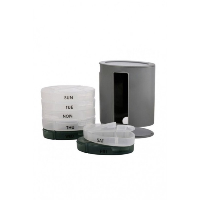 Organizator medicamente PillTime Doty®, 7 compartimente, saptamanal, gri, pastrare igienica a pastilelor [3]