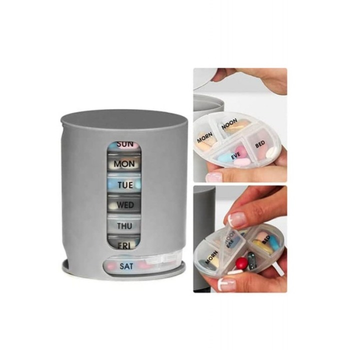 Organizator medicamente PillTime Doty®, 7 compartimente, saptamanal, gri, pastrare igienica a pastilelor [4]