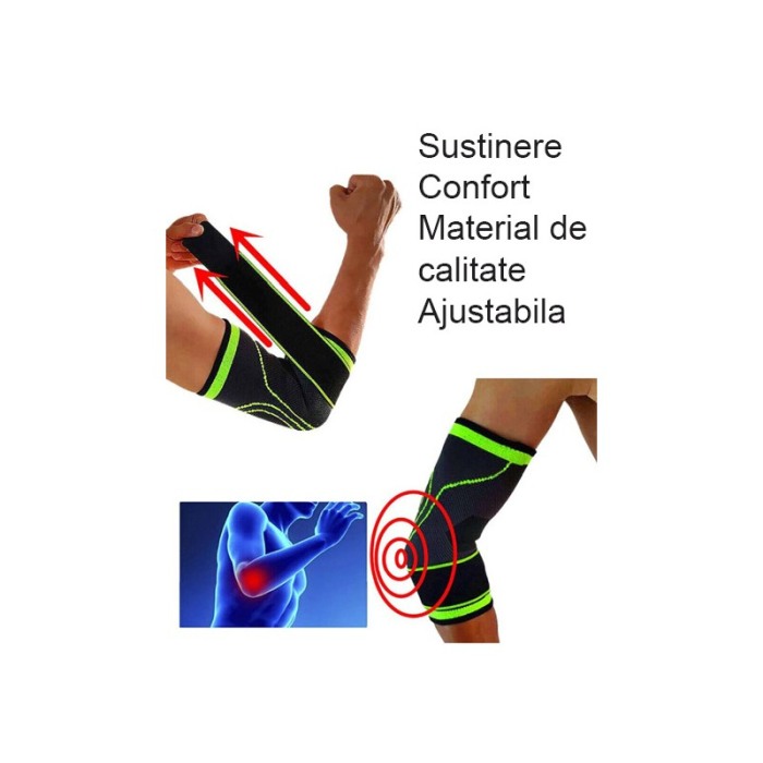 Orteza pentru cot SafeElbow Doty.ro®, reglabila, amelioreaza durerile in timpul exercitiilor, gri/verde [3]