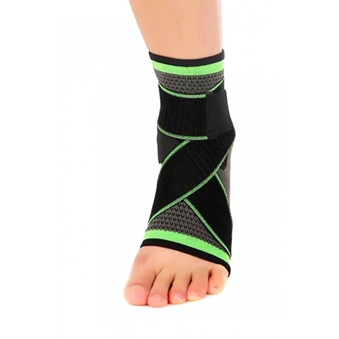 Orteza pentru glezna AnkleSupport Doty.ro®, cu bretele elastice, ajustabila, marime universala, negru/verde [1]