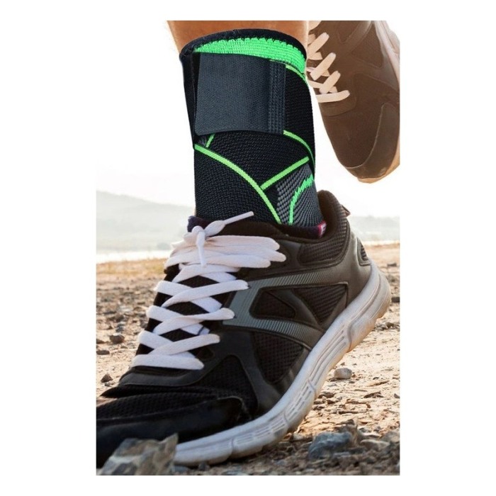 Orteza pentru glezna AnkleSupport Doty.ro®, cu bretele elastice, ajustabila, marime universala, negru/verde [5]