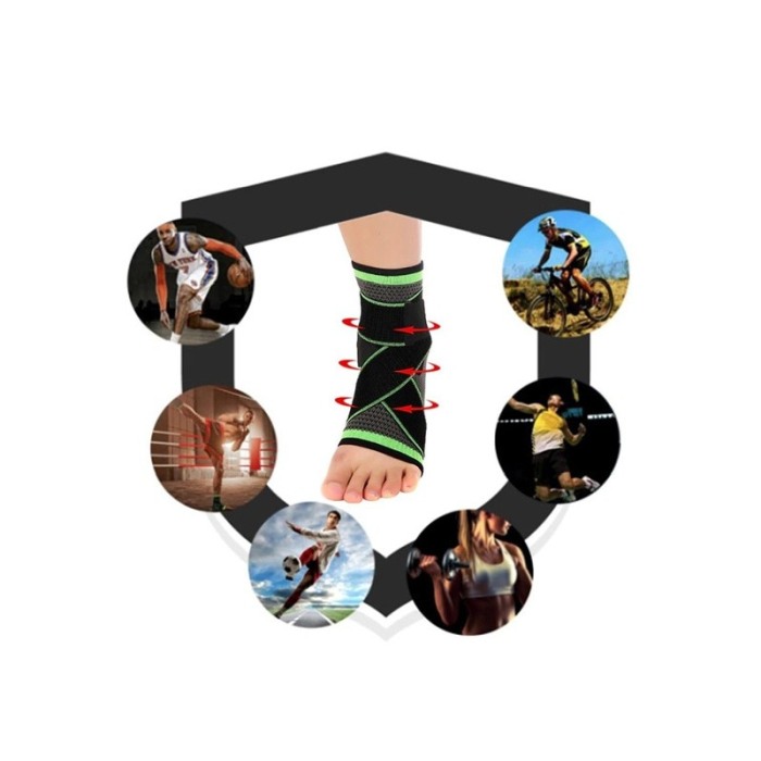Orteza pentru glezna AnkleSupport Doty.ro®, cu bretele elastice, ajustabila, marime universala, negru/verde [7]
