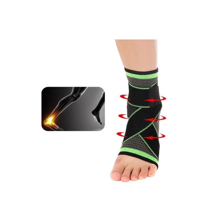 Orteza pentru glezna AnkleSupport Doty.ro®, cu bretele elastice, ajustabila, marime universala, negru/verde [9]