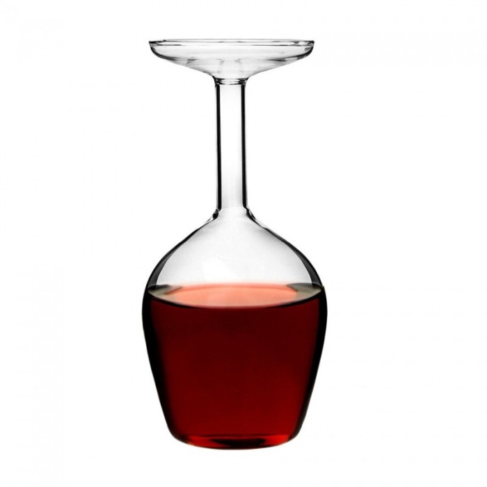 Pahar Reverse Drink, design creativ, cu susul in jos, 350 ml, sticla, transparent [2]