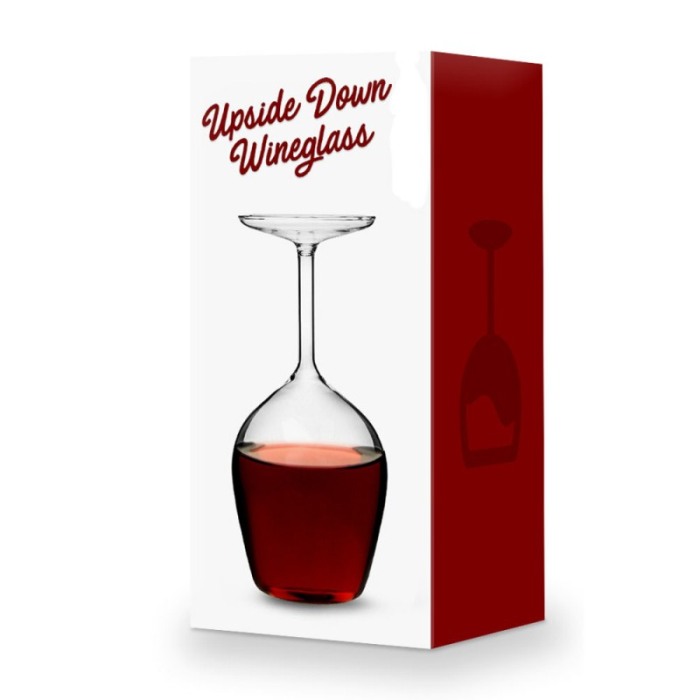 Pahar Reverse Drink, design creativ, cu susul in jos, 350 ml, sticla, transparent [4]
