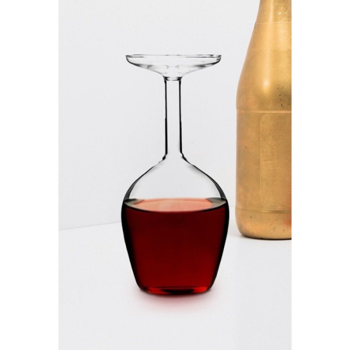 Pahar Reverse Drink, design creativ, cu susul in jos, 350 ml, sticla, transparent [3]