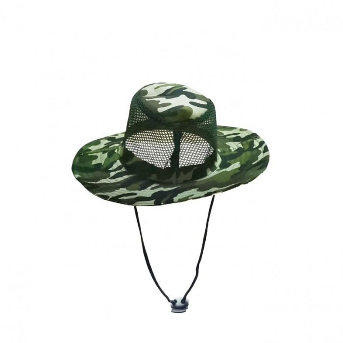 Palarie pescuit sau vanatoare, din poliester, cu snur, model camuflaj, 50x11 cm, verde, Doty®️ [1]