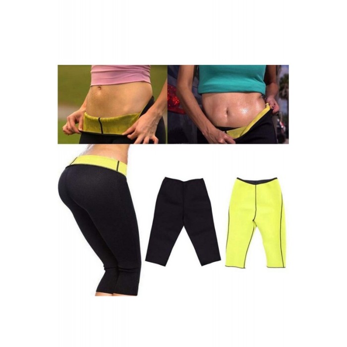 Pantaloni sport pentru femei Sauna Shape, negru/galben, marime 4XL [4]