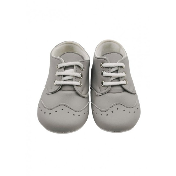 Pantofi copii, din piele ecologica, eleganti, simpli cu siret, marime 19, gri, Doty.® [1]