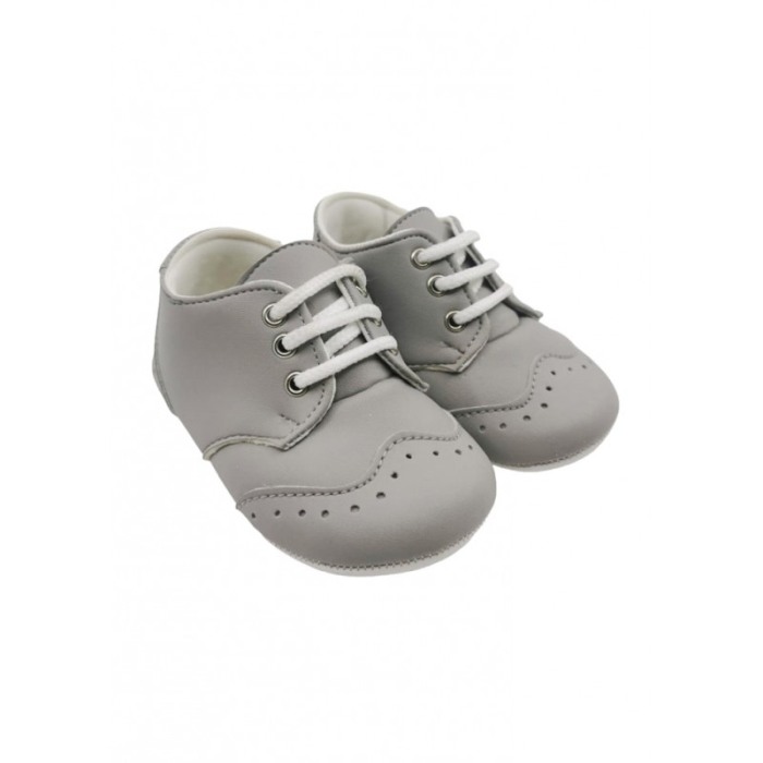 Pantofi copii, din piele ecologica, eleganti, simpli cu siret, marime 19, gri, Doty.® [3]