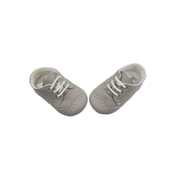 Pantofi copii, din piele ecologica, eleganti, simpli cu siret, marime 19, gri, Doty.® [5]