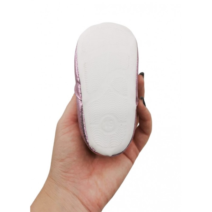 Pantofi pentru copii BalerinaModel, din piele ecologica, prindere cu snur, roz sidefat, marime 19, Doty® [5]
