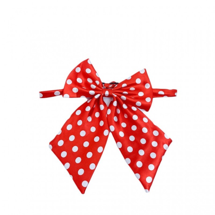 Papion tip funda Fashion Ally , pentru animale de companie, mici,44-32 cm, reglabila, model buline, alb/rosu [5]