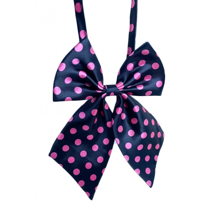 Papion tip funda Fashion Ally , pentru animale de companie, mici,44-32 cm, reglabila, model buline, negru/roz [5]