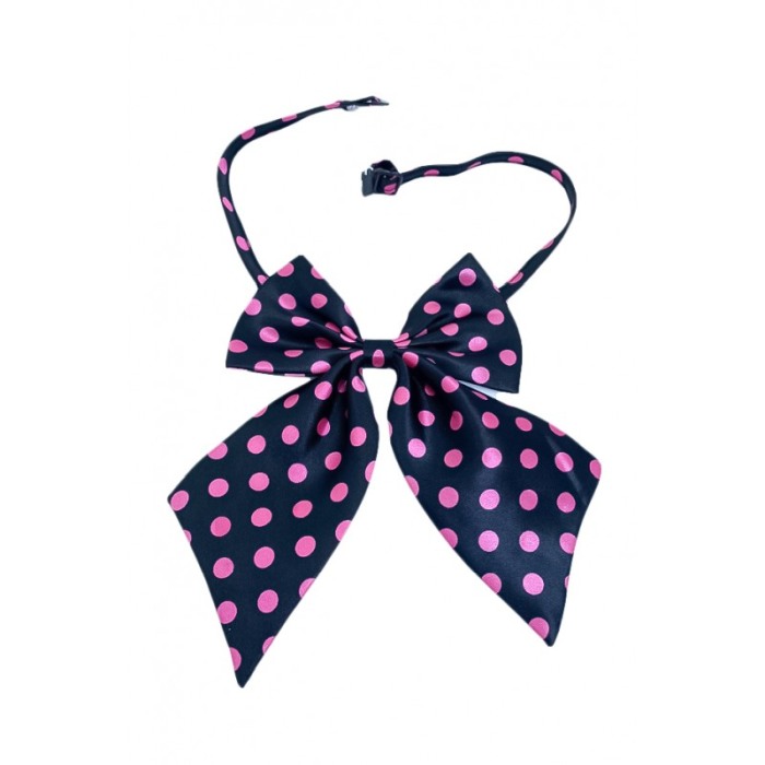 Papion tip funda Fashion Ally , pentru animale de companie, mici,44-32 cm, reglabila, model buline, negru/roz [2]