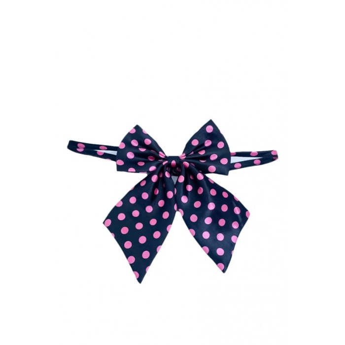 Papion tip funda Fashion Ally , pentru animale de companie, mici,44-32 cm, reglabila, model buline, negru/roz [3]