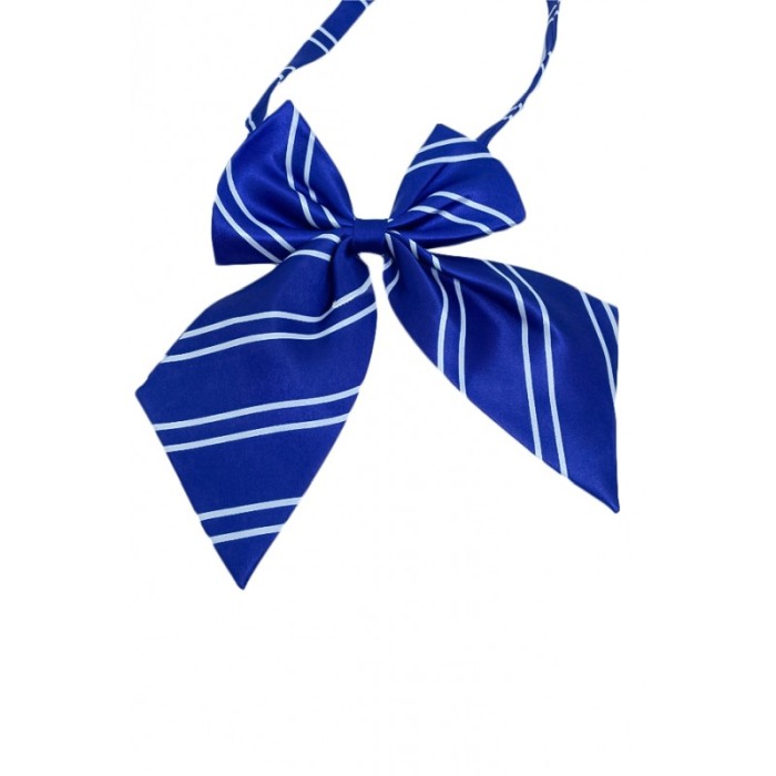 Papion tip funda Fashion Ally , pentru animale de companie, mici,44-32 cm, reglabila, model dungi, albastru/alb [4]