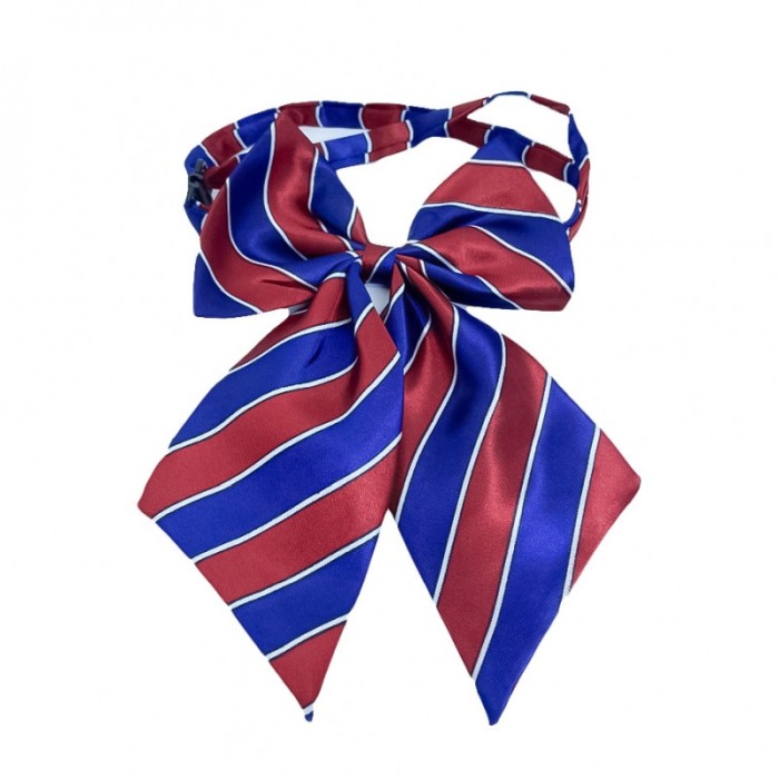 Papion tip funda Fashion Ally , pentru animale de companie, mici,44-32 cm, reglabila, model dungi, albastru/rosu [2]