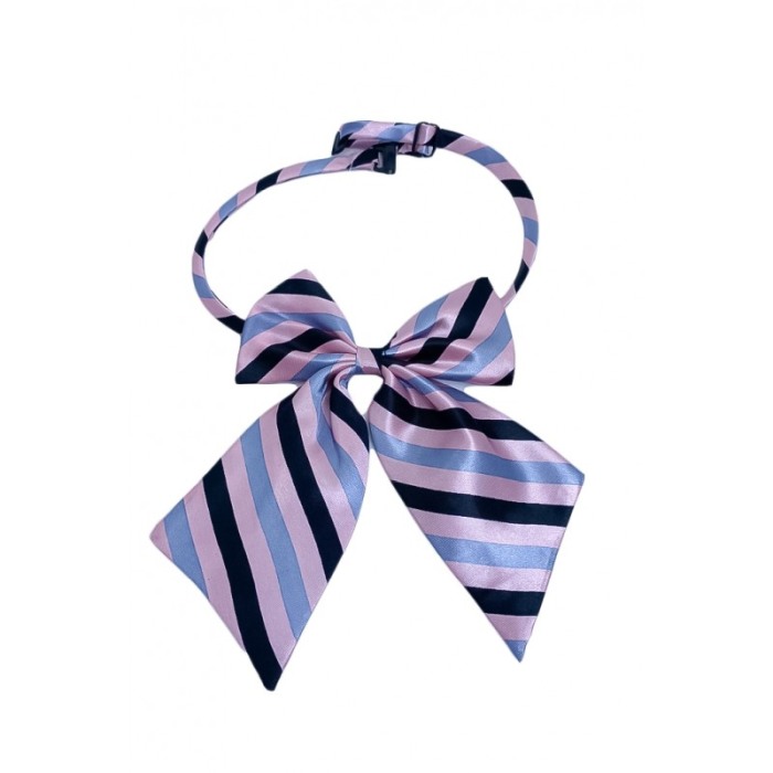 Papion tip funda Fashion Ally , pentru animale de companie, mici,44-32 cm, reglabila, model dungi, roz/negru [6]