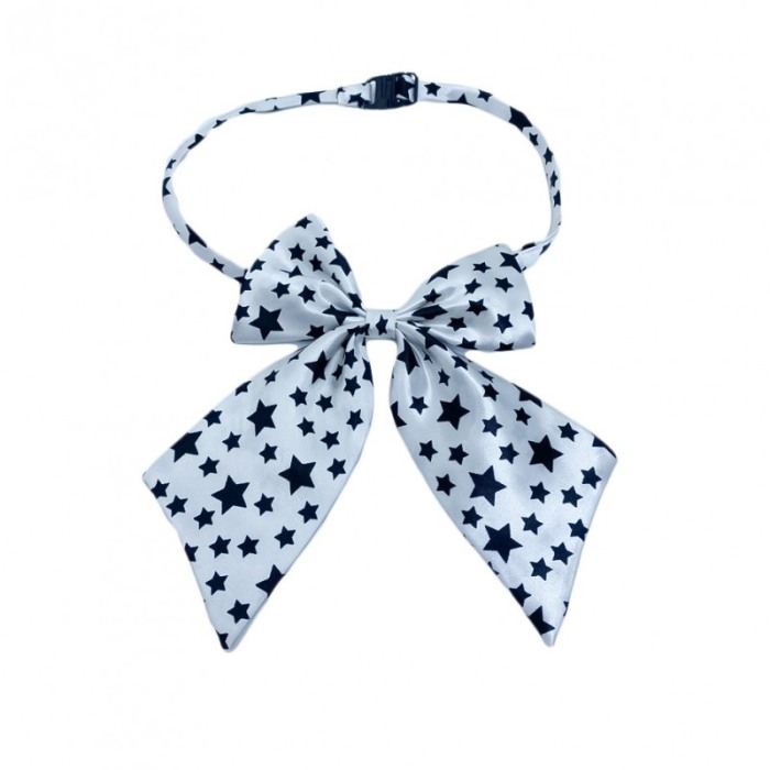 Papion tip funda Fashion Ally , pentru animale de companie, mici,44-32 cm, reglabila, model stelute , alb [1]