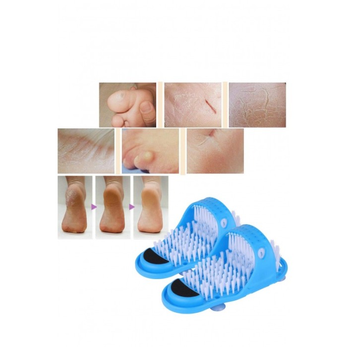 Papuc Happy Feet pentru spalat si masat picioare,perie, piatra ponce, usor si eficient,marime universala, albastru,doty [5]