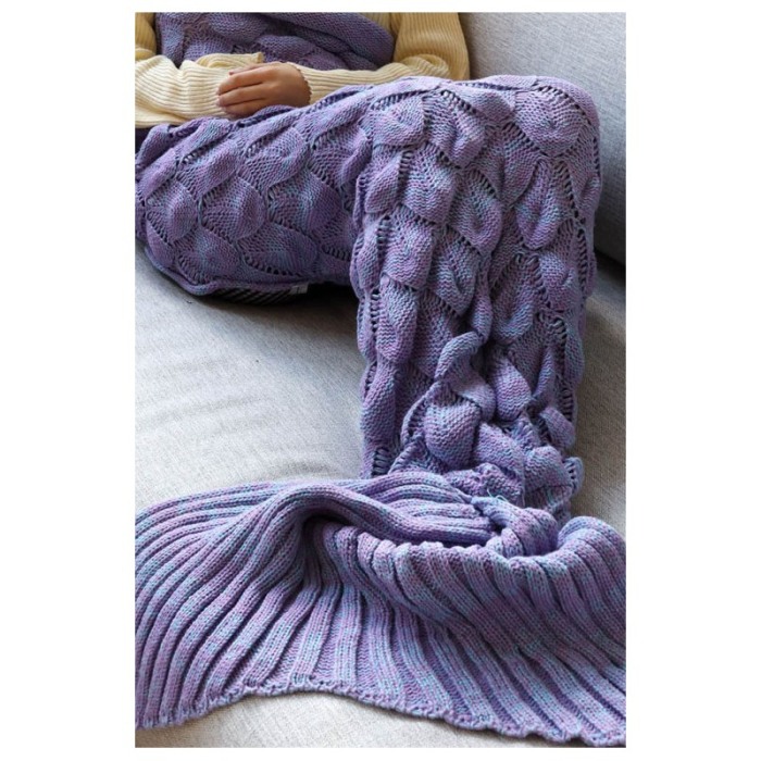 Patura FairyTail Blanket, model coada de sirena, 195 cm , acril 100 % , mov [6]