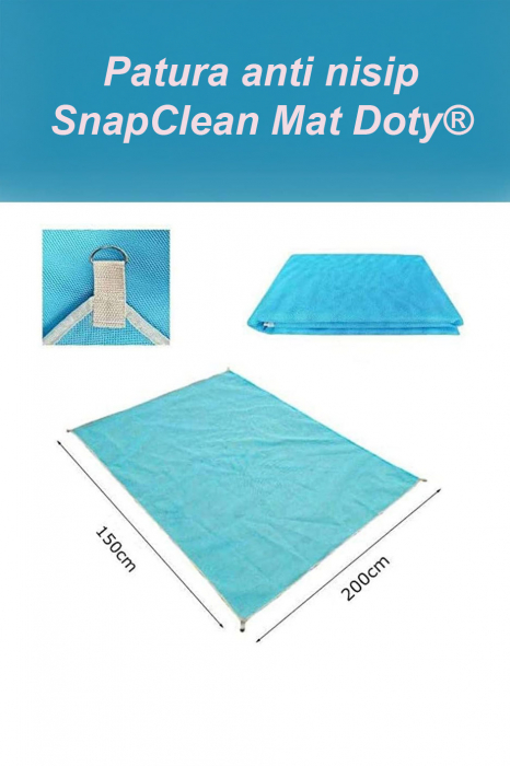 Patura SnapClean Mat Doty® pentru plaja, picnic sau camping anti-nisip din poliester albastru, 200 cm x 200 cm, confortabila, usor de transportat [4]