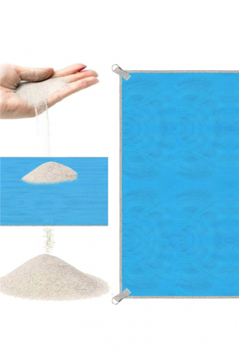 Patura SnapClean Mat Doty® pentru plaja, picnic sau camping anti-nisip din poliester albastru, 200 cm x 200 cm, confortabila, usor de transportat [3]