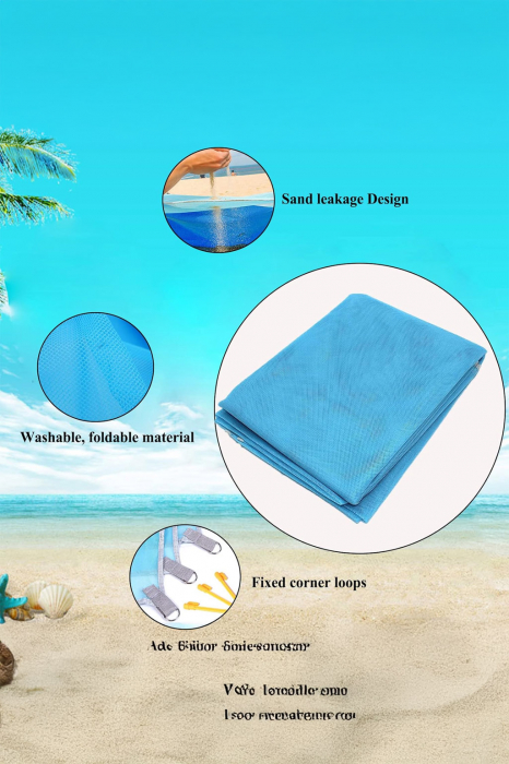 Patura SnapClean Mat Doty® pentru plaja, picnic sau camping anti-nisip din poliester albastru, 200 cm x 200 cm, confortabila, usor de transportat [5]