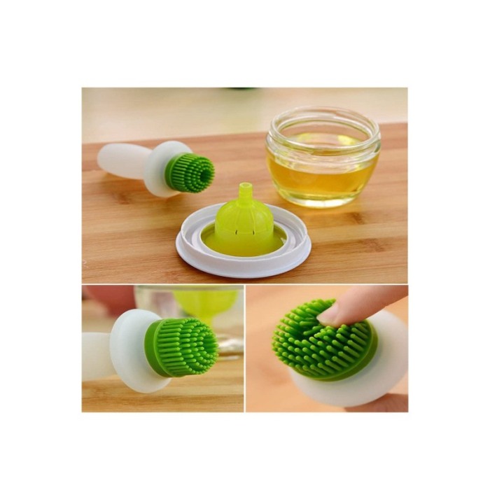 Pensula din silicon OilBrush, pentru ulei, recipient inclus, 12 cm, 148 ml, alb/verde [5]