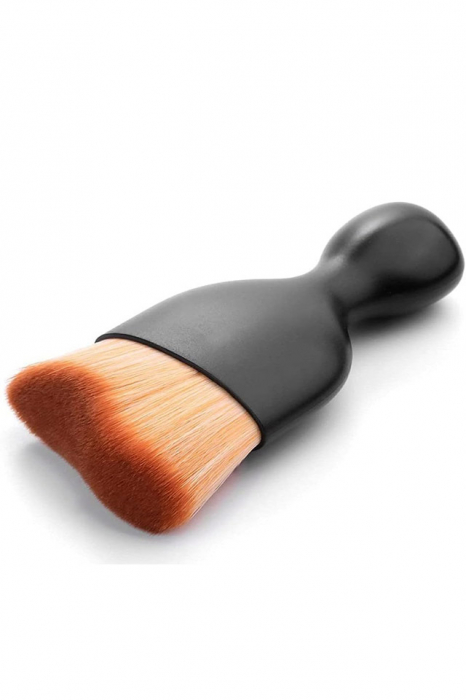 Pensula machiaj Curvy Shape Doty®, ideala pentru fondul de ten, pudra sau blush, usor de utilizat, par fin si des, negru, 9.5x4.5 cm [6]