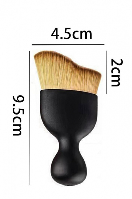 Pensula machiaj Curvy Shape Doty®, ideala pentru fondul de ten, pudra sau blush, usor de utilizat, par fin si des, negru, 9.5x4.5 cm [7]