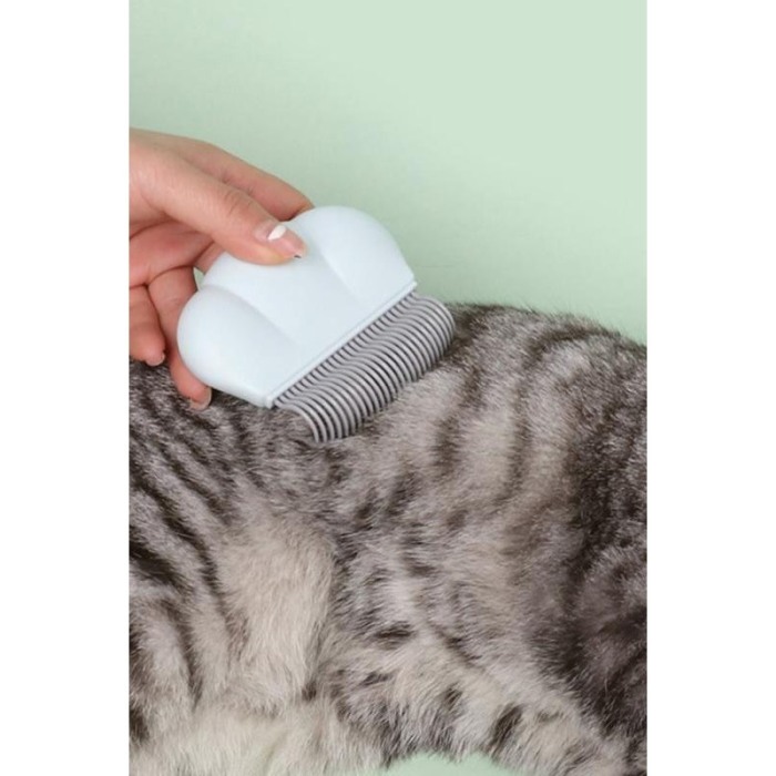 Perie BlueShell pentru animalele de companie, forma de scoica, usoara si practica, albastru deschis [2]