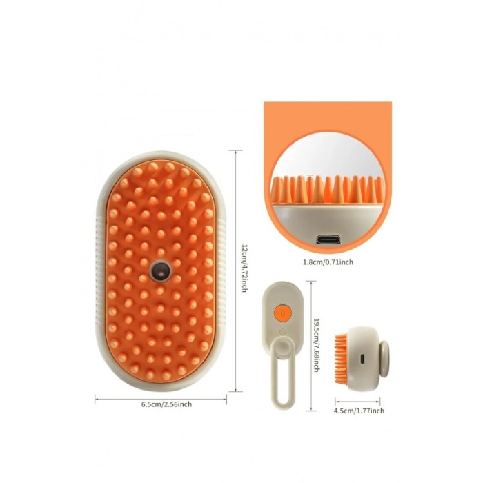 Perie cu abur 3 in1 FurSteam Doty® pentru animalele de companie, USB inclus, curata, indeparteaza eficient parul si maseaza, bej [7]