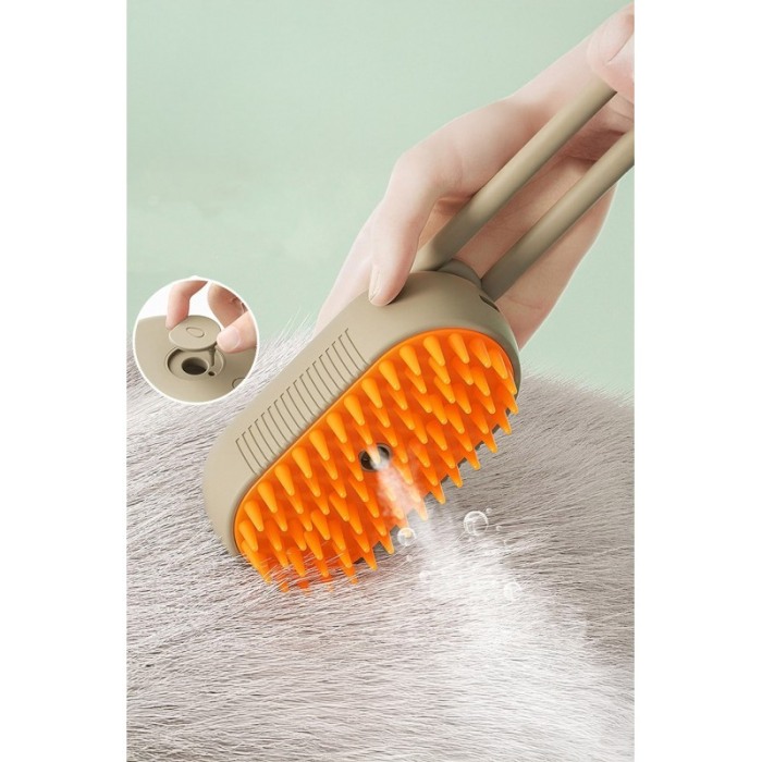 Perie cu abur 3 in1 FurSteam Doty® pentru animalele de companie, USB inclus, curata, indeparteaza eficient parul si maseaza, bej [3]