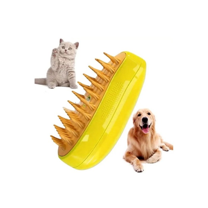 Perie cu abur 3 in1 PawPuff Doty® pentru animalele de companie, USB, curata/indeparteaza parul/maseaza, galbena [5]