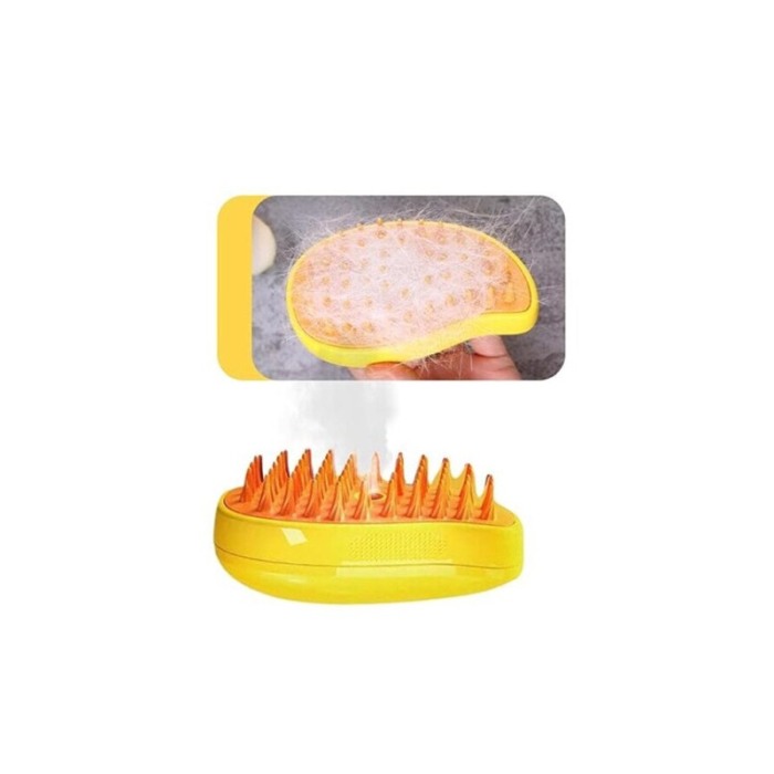 Perie cu abur 3 in1 PawPuff Doty® pentru animalele de companie, USB, curata/indeparteaza parul/maseaza, galbena [4]