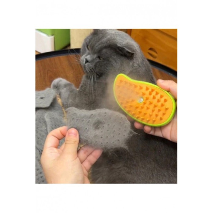 Perie cu abur 3 in1 PawPuff Doty® pentru animalele de companie, USB, curata/indeparteaza parul/maseaza, galbena [8]