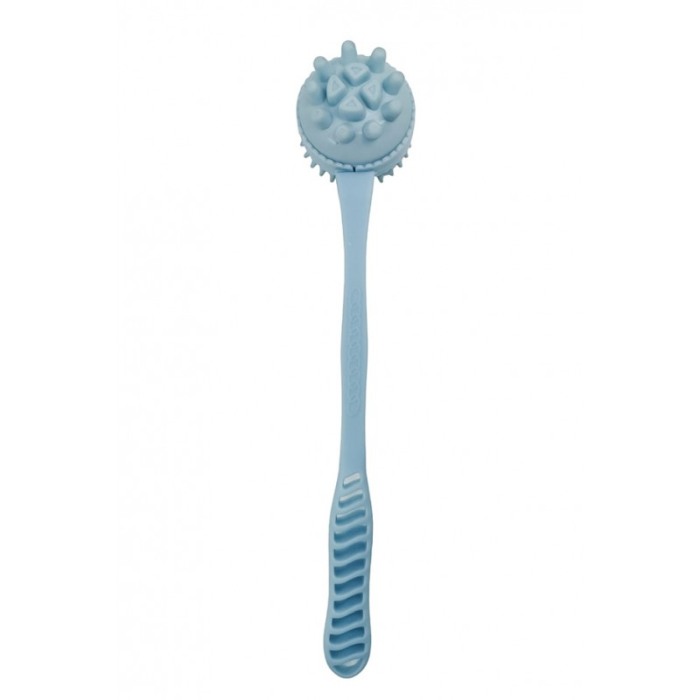 Perie de baie din silicon WashyHand Doty®, cu maner, 2 capete, deisgn ergonimic, baby blue, 37 cm [5]