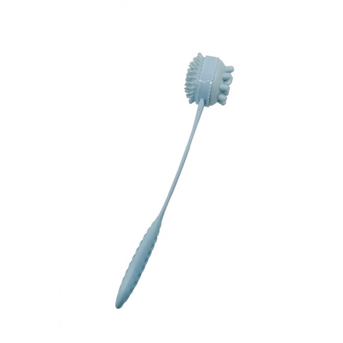 Perie de baie din silicon WashyHand Doty®, cu maner, 2 capete, deisgn ergonimic, baby blue, 37 cm [3]