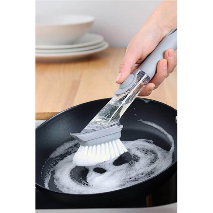 Perie de curatare Kitchen'sHelp 2 in 1 , cu dispenser pentru detergent , perie si 2 bureti inclusi,maner din silicon antiderapan [4]