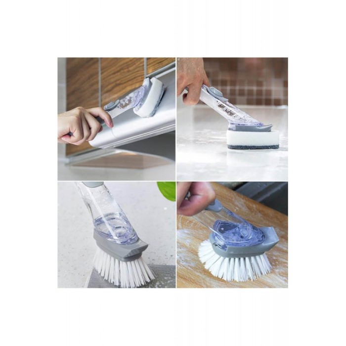 Perie de curatare Kitchen'sHelp 2 in 1 , cu dispenser pentru detergent , perie si 2 bureti inclusi,maner din silicon antiderapan [5]