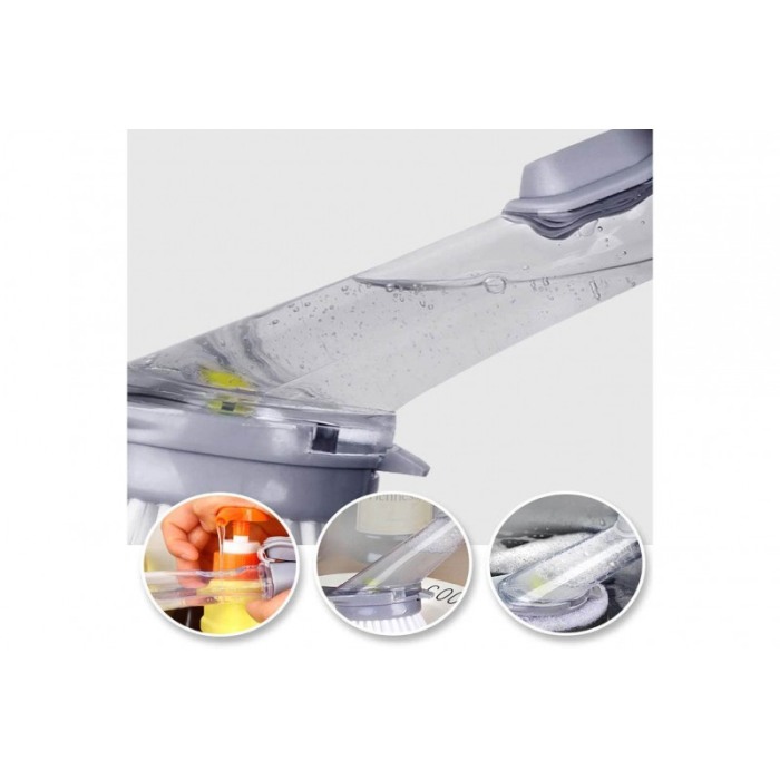 Perie de curatare Kitchen'sHelp 2 in 1 , cu dispenser pentru detergent , perie si 2 bureti inclusi,maner din silicon antiderapan [6]