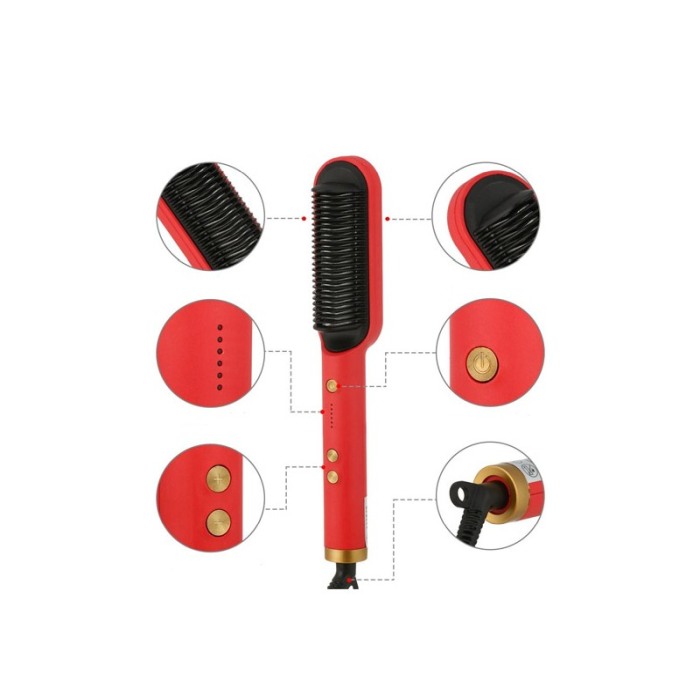 Perie de indreptat parul FineHair, control temperatura in 5 trepte, usor de utilizat, cablu de 140 cm, rosu, Doty®️ [5]