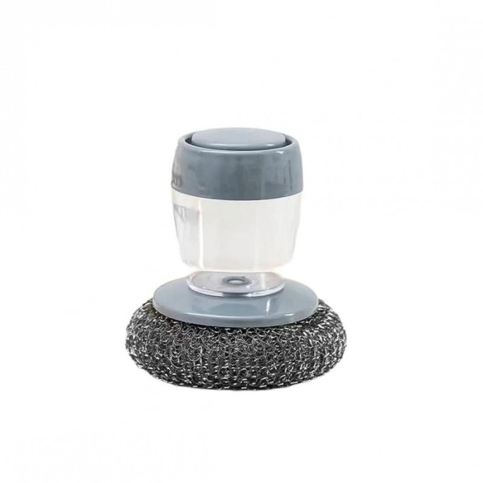Perie de sarma pentru spalat vase GreyBrush, cu rezervor pentru detergent, universala, gri,10x10 cm [4]