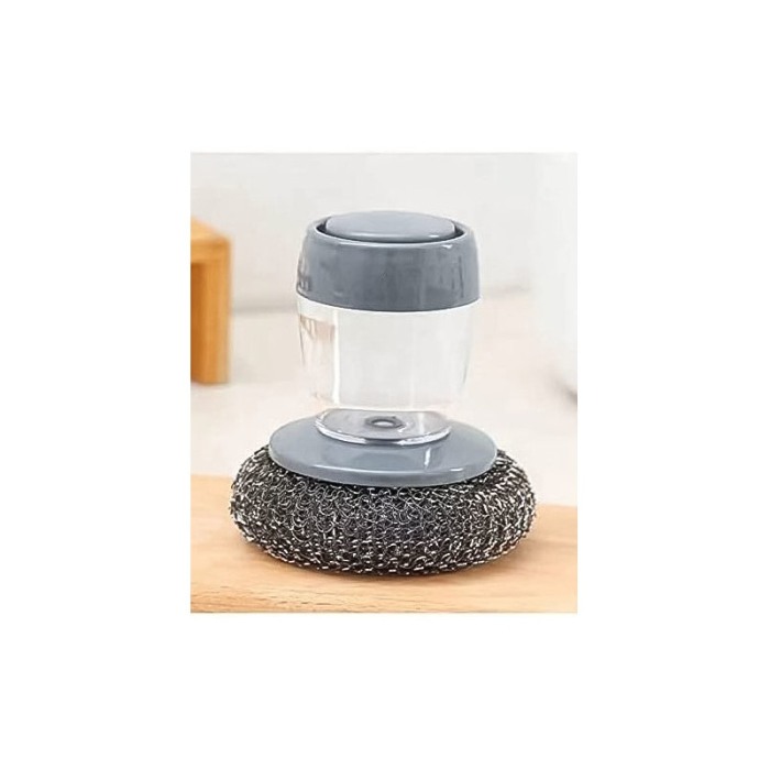 Perie de sarma pentru spalat vase GreyBrush, cu rezervor pentru detergent, universala, gri,10x10 cm [2]