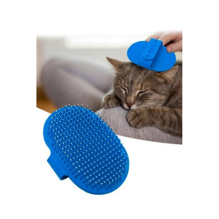 Perie din silicon tip manusa pentru animalele de companie, suport de prindere pentru mana, usoara si practica, albastru, doty [5]