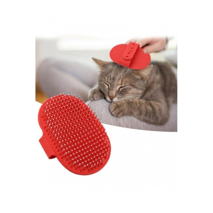 Perie din silicon tip manusa pentru animalele de companie, suport de prindere pentru mana, usoara si practica, rosu, doty [3]