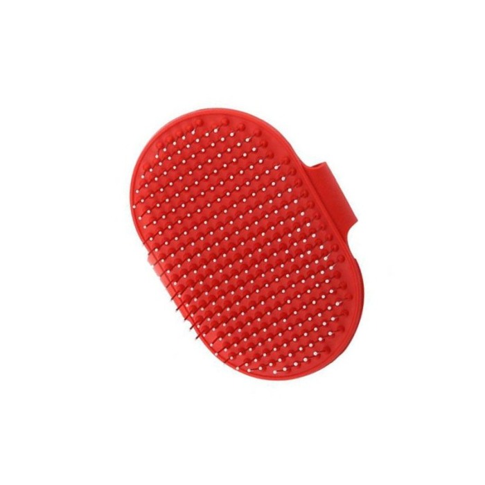 Perie din silicon tip manusa pentru animalele de companie, suport de prindere pentru mana, usoara si practica, rosu, doty [5]